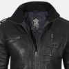 Mens Black Waxed Cafe Racer Leather Jacket