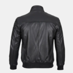 Men's Fashionable Black Real Leather Bomber Jacket - Image 4