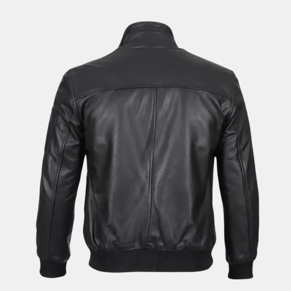 Men's Fashionable Black Real Leather Bomber Jacket