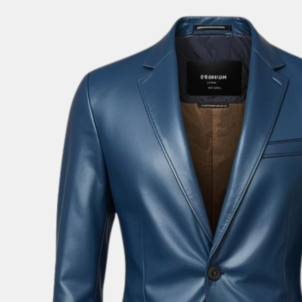 Blue-Leather-Blazer-Jacket.png Classic Men's Blue Leather Blazer Jacket