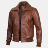 Vintage Brown Leather Harrington Bomber Jacket Timeless Style