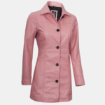Kandis Women's Pink Real Leather Car Coat Modern Twist on Classic Style - Image 4