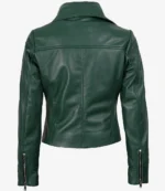 Ninfa Women Moto Style Green Real Leather Jacket - Image 2