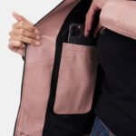 Light Pink Women's Cafe Racer Leather Motorcycle Jacket - Image 4