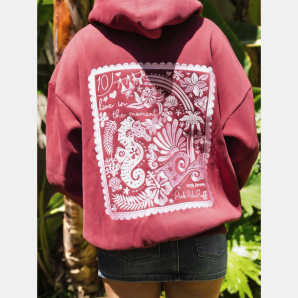 Pink Palm Puff Live in the Moment Oversized Hoodie