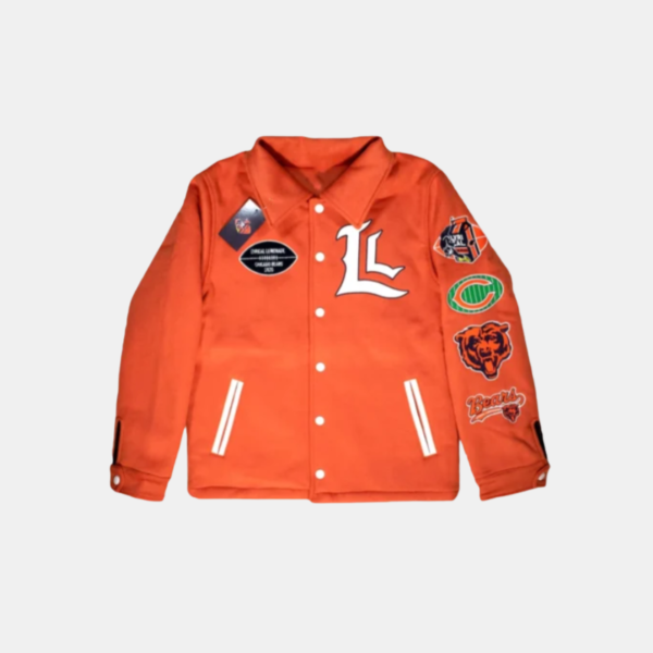 Lyrical-Lemonade-Chicago-Bears-Orange-Varsity-Jacket.png Lyrical Lemonade Orange Chicago Bears Varsity Jacket