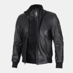Men's Black Real Soft Leather Racer Jacket - Image 4
