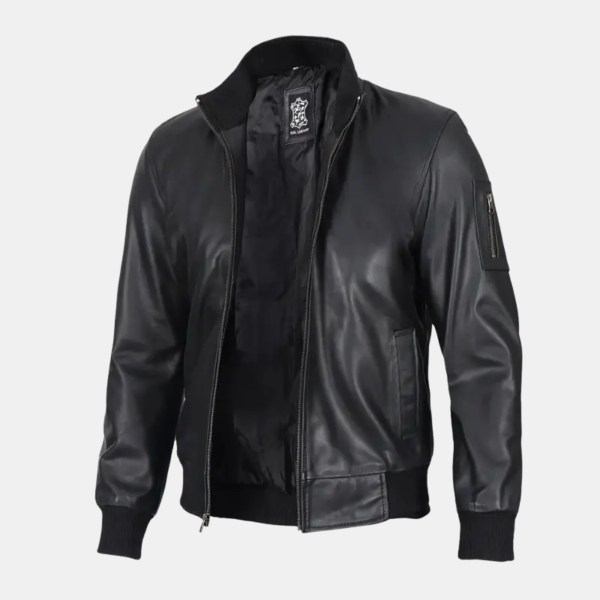 MEN-black-leather-jackets.png Men's Black Real Soft Leather Racer Jacket