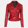 Margaret Women's Bold Red Leather Jacket Ride with Attitude