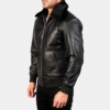 Men Airin G-1 Black Leather Bomber Jacket