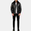 Men Airin G-1 Black Leather Bomber Jacket