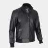 Men's Fashionable Black Real Leather Bomber Jacket