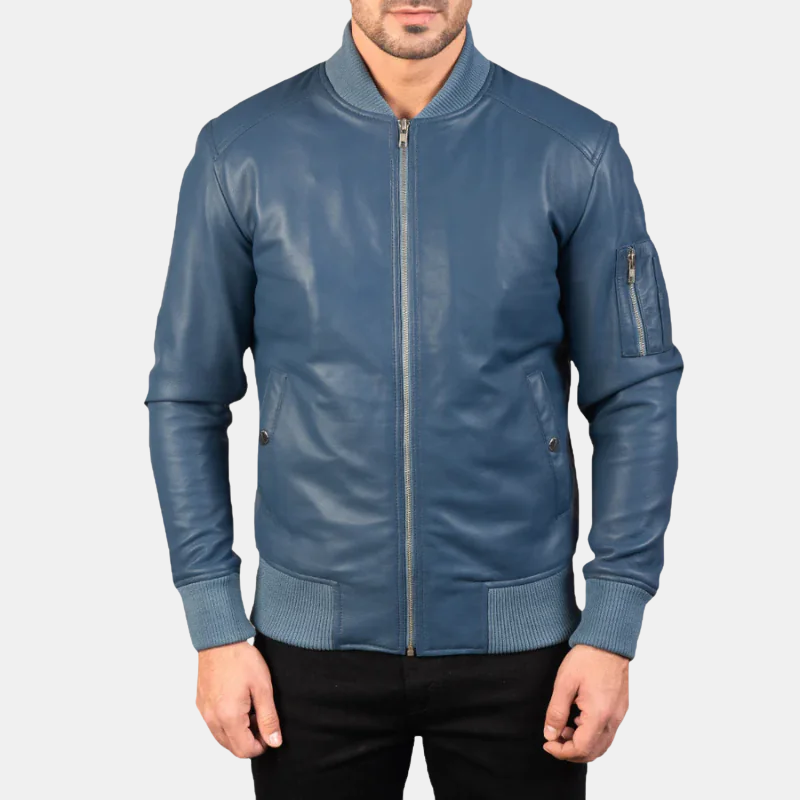 Men-Bomia-Ma-1-Blue-Leather-Bomber-Jacket-1.png Men Bomia Ma-1 Blue Leather Bomber Jacket - Image 1