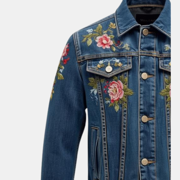Men’s Floral Embroidered Denim Jacket