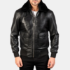 Men Airin G-1 Black Leather Bomber Jacket
