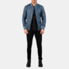 Men Bomia Ma-1 Blue Leather Bomber Jacket