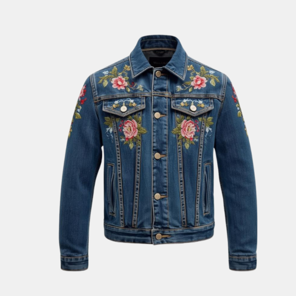 Men’s Floral Embroidered Denim Jacket