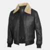 Garrett Men's Vintage Bomber – Black Leather & Fur Collar
