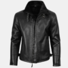 Mitchel Men's Black Shearling Leather Bomber Jacket