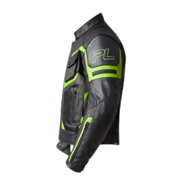 Men’s Neon Green & Black Leather Racing Gear Jacket