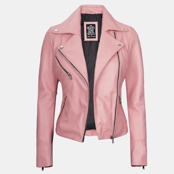 Ninfa-Women-Pink-Moto-Jacket-Real-Leather.png Ninfa Women’s Pink Moto Jacket 100% Real Leather