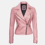 Ninfa Women’s Pink Moto Jacket 100% Real Leather