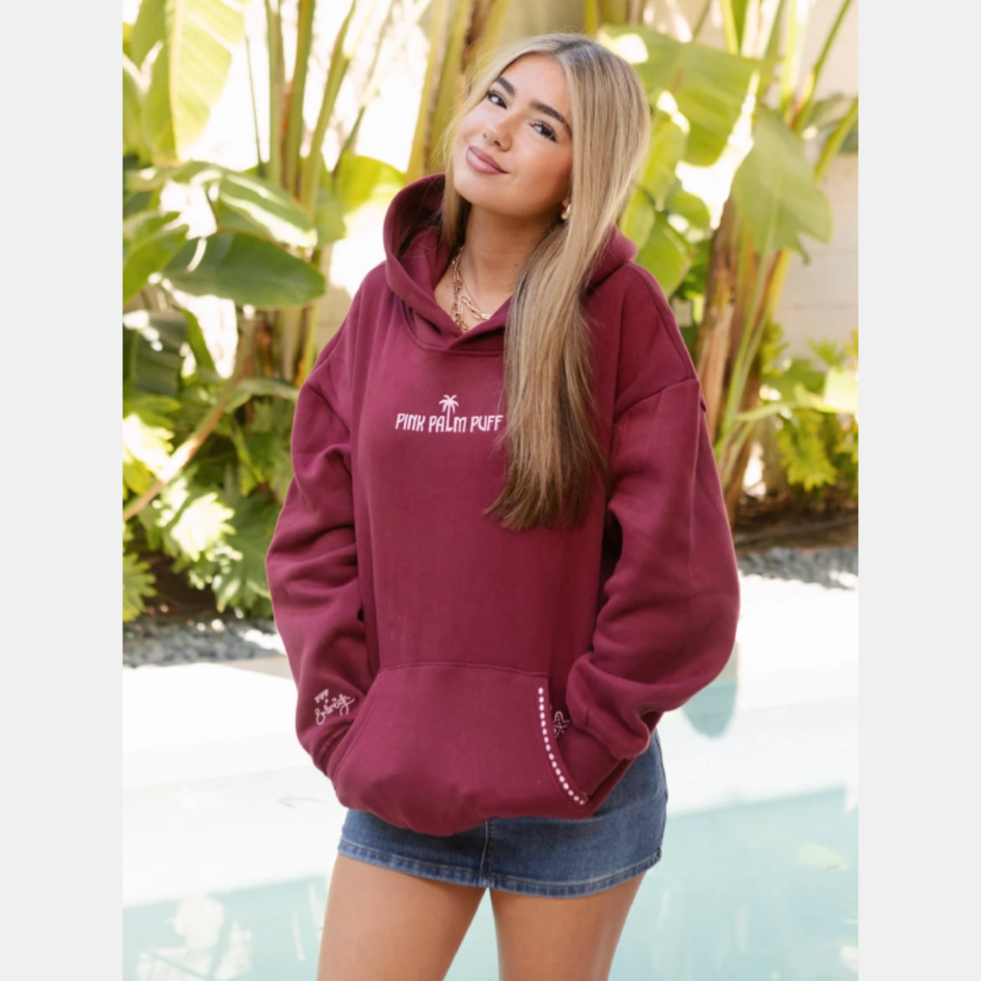 Pink-Palm-Puff-Live-in-the-Moment-Oversized-Hoodie.png Pink Palm Puff Live in the Moment Oversized Hoodie - Image 1