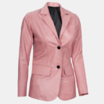 Premium Women’s Real Leather Blazer Blush Pink Luxe Edition - Image 4