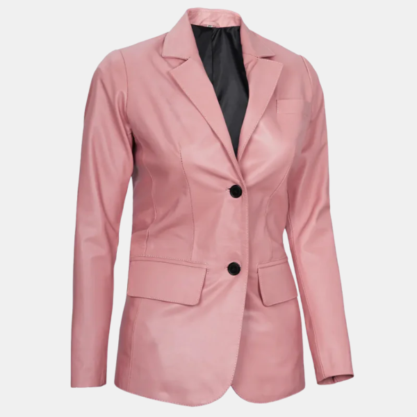 Premium Women’s Real Leather Blazer Blush Pink Luxe Edition