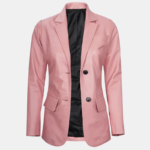 Premium Women’s Real Leather Blazer Blush Pink Luxe Edition - Image 3
