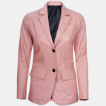 Premium Women’s Real Leather Blazer Blush Pink Luxe Edition