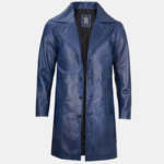 Real Leather Men’s Car Coat Blue 3 4 Length Timeless Look - Image 3