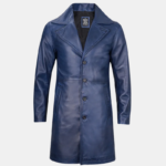 Real Leather Men’s Car Coat Blue 3 4 Length Timeless Look - Image 4