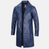 Real Leather Men’s Car Coat Blue 3 4 Length Timeless Look