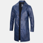 Real Leather Men’s Car Coat Blue 3 4 Length Timeless Look - Image 2