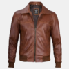 Vintage Brown Leather Harrington Bomber Jacket Timeless Style