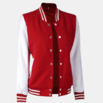 Women's Red and White High School Varsity Jacket - Image 4