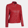 Women's Quilted Cafe Racer Jacket Red Hot & Ready to Ride