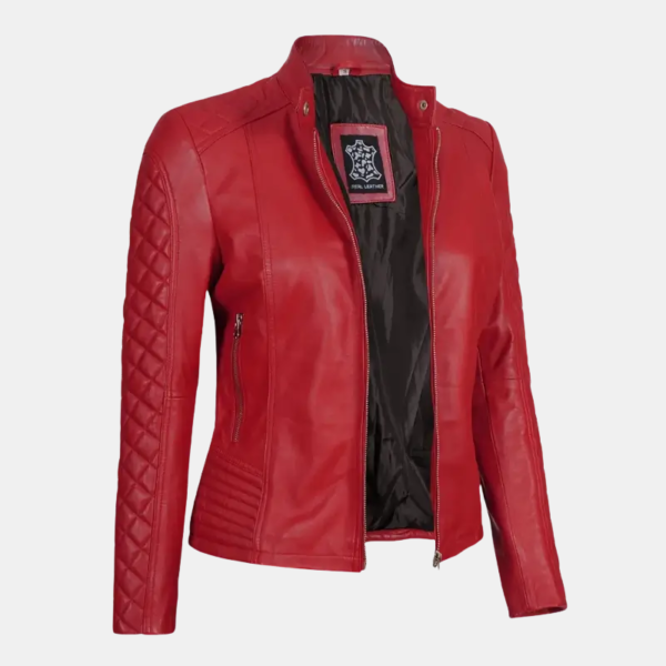 Women's Quilted Cafe Racer Jacket Red Hot & Ready to Ride