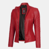 Women's Quilted Cafe Racer Jacket Red Hot & Ready to Ride
