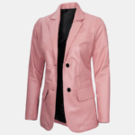 Premium Women’s Real Leather Blazer Blush Pink Luxe Edition - Image 2