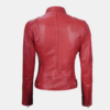 Women's Red Dodge Cafe Racer Leather Jacket