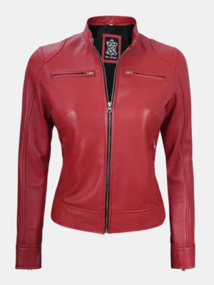 Womens-Red-Dodge-Racer-Leather-Jacket.png Women's Red Dodge Cafe Racer Leather Jacket