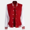 Women's Red and White High School Varsity Jacket