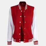 Women's Red and White High School Varsity Jacket - Image 3
