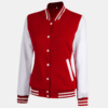 Women's Red and White High School Varsity Jacket