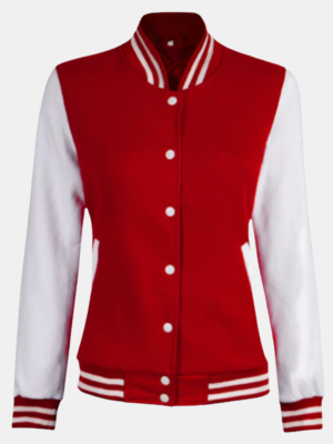 Women's Red and White High School Varsity Jacket