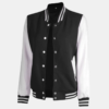Womens Black & White Varsity Hooded Jacket