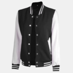 Womens Black & White Varsity Hooded Jacket - Image 3