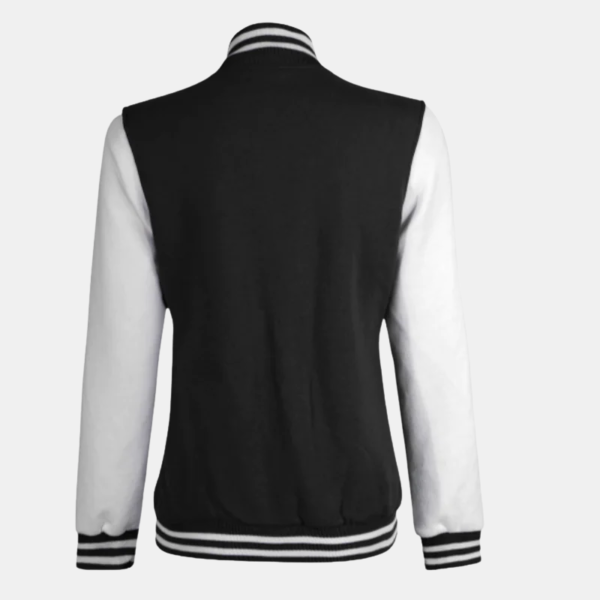 Womens Black & White Varsity Hooded Jacket